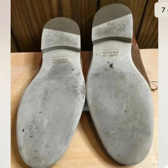 Men JOHNSTON & MURPHY Brown Sheepskin Perforated Lace Oxford Shoes Sz 10 main image 8